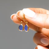 Blue Sea Glass Hoops - Gold Vermeil