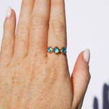 Blue Sea Glass, Gold Vermeil - Size O