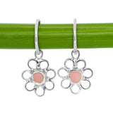Pink Sea Glass Flower Hoops