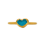 Blue Sea Glass Heart, Gold Vermeil - Size O