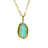 Green Sea Glass Necklace - Gold Vermeil