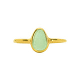 Green Sea Glass, Gold Vermeil - Size O