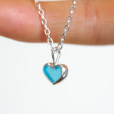 Blue Sea Glass Heart Necklace