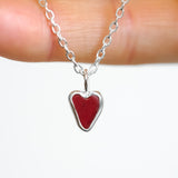 Red Sea Glass Heart Necklace
