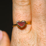 Red Sea Glass Heart, Gold Vermeil - Size P