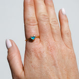 Blue Sea Glass Heart, Gold Vermeil - Size Q