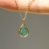 Green Sea Glass Necklace - Gold Vermeil
