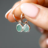 Green Sea Glass Hoops