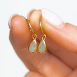 Green Sea Glass Hoops - Gold Vermeil