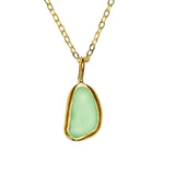 Green Sea Glass Necklace - Gold Vermeil