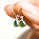 Green Sea Glass Hoops