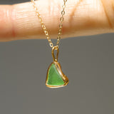 Green Sea Glass Necklace - Gold Vermeil