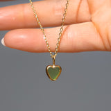 Green Sea Glass Heart Necklace, Gold Vermeil