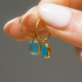 Blue Sea Glass Hoops - Gold Vermeil