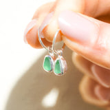 Green Sea Glass Hoops
