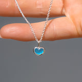Blue Sea Glass Heart Necklace