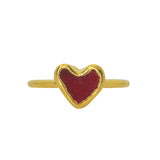 Red Sea Glass Heart Ring - Size M