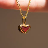 Red Sea Glass Heart Necklace, Gold Vermeil