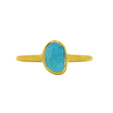 Blue Sea Glass, Gold Vermeil - Size O