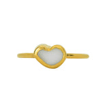 White Sea Glass Heart, Gold Vermeil - Size P