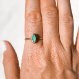 Green Sea Glass, Gold Vermeil - Size R