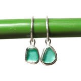 Green Sea Glass Hoops