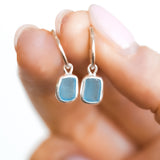 Blue Sea Glass Hoops