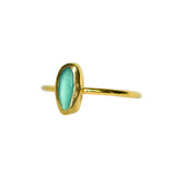 Green Sea Glass, Gold Vermeil - Size R