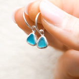Blue Sea Glass Hoops