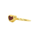 Red Sea Glass Heart, Gold Vermeil - Size N