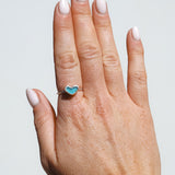 Blue Sea Glass Heart - Size Q