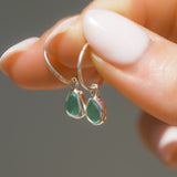 Green Sea Glass Hoops