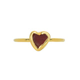 Red Sea Glass Heart, Gold Vermeil - Size O
