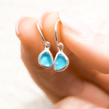 Blue Sea Glass Hoops