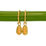Orange/Yellow Sea Glass Hoops - Gold Vermeil