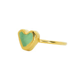 Green Sea Glass Heart, Gold Vermeil - Size M