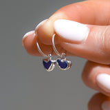 Blue Sea Glass Heart Hoops