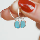 Blue Sea Glass Hoops