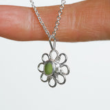 Green Sea Glass Flower Necklace
