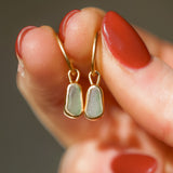 Green Sea Glass Hoops - Gold Vermeil