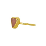 Pink Sea Glass Heart, Gold Vermeil - Size Q