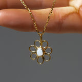 White Sea Glass Flower Necklace -  Gold Vermeil