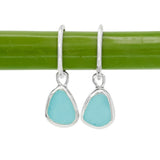 Blue Sea Glass Hoops
