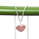 Pink Sea Glass Heart Necklace