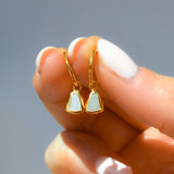 White Sea Glass Hoops - Gold Vermeil