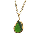 Green Sea Glass Necklace - Gold Vermeil