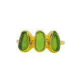 Green Sea Glass, Gold Vermeil - Size K 1/2