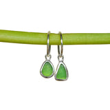 Green Sea Glass Hoops