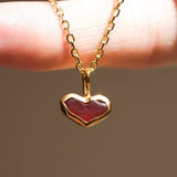 Red Sea Glass Heart Necklace, Gold Vermeil