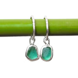 Green Sea Glass Hoops